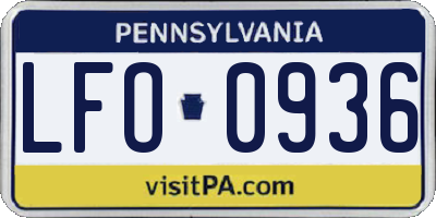 PA license plate LFO0936