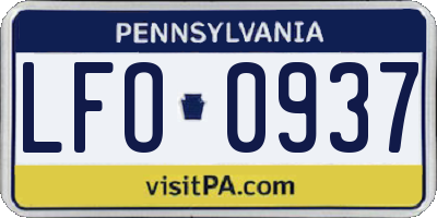 PA license plate LFO0937