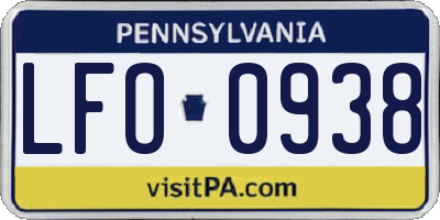 PA license plate LFO0938