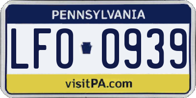 PA license plate LFO0939