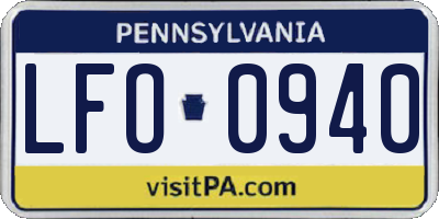 PA license plate LFO0940