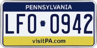 PA license plate LFO0942