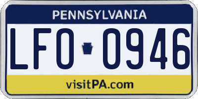 PA license plate LFO0946