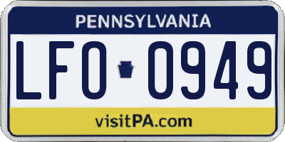 PA license plate LFO0949