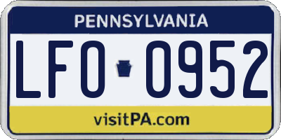 PA license plate LFO0952