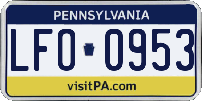 PA license plate LFO0953