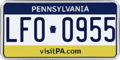 PA license plate LFO0955