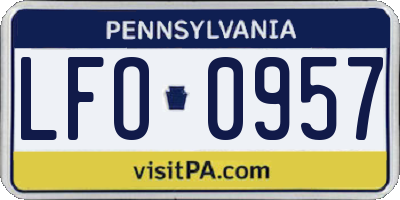 PA license plate LFO0957