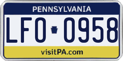 PA license plate LFO0958