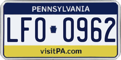 PA license plate LFO0962