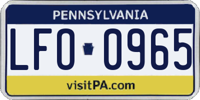 PA license plate LFO0965