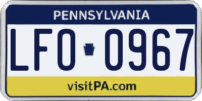 PA license plate LFO0967