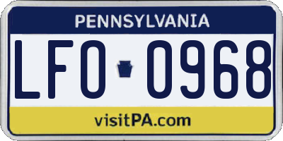 PA license plate LFO0968