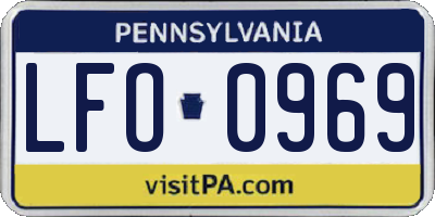 PA license plate LFO0969