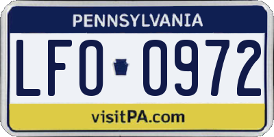 PA license plate LFO0972