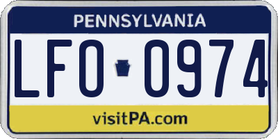 PA license plate LFO0974
