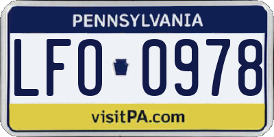 PA license plate LFO0978