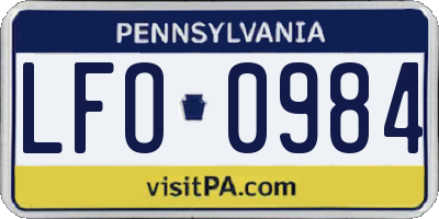 PA license plate LFO0984