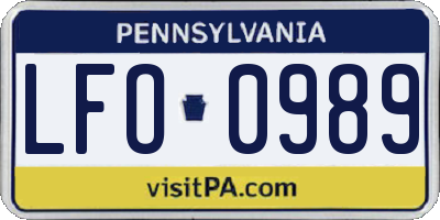 PA license plate LFO0989