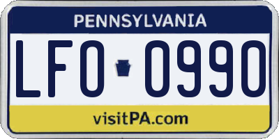 PA license plate LFO0990