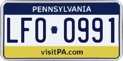 PA license plate LFO0991