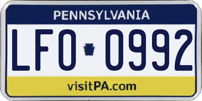 PA license plate LFO0992