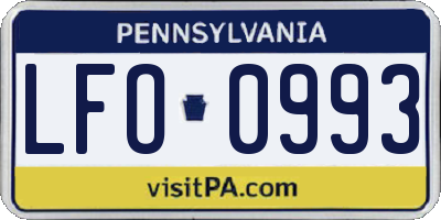 PA license plate LFO0993