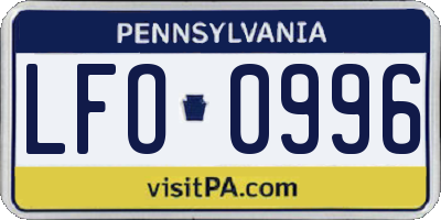 PA license plate LFO0996