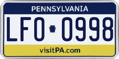 PA license plate LFO0998