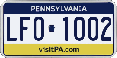 PA license plate LFO1002