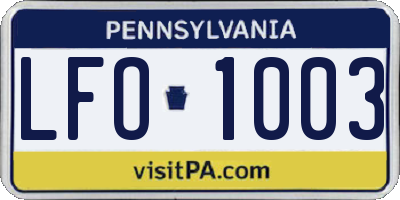 PA license plate LFO1003