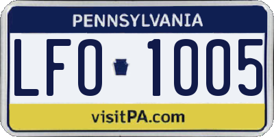PA license plate LFO1005