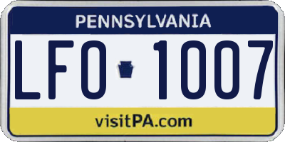 PA license plate LFO1007