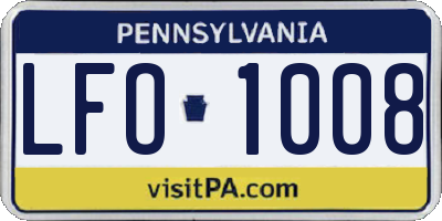 PA license plate LFO1008