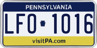 PA license plate LFO1016