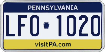 PA license plate LFO1020