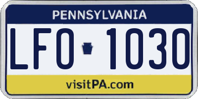 PA license plate LFO1030