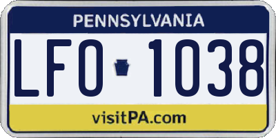PA license plate LFO1038
