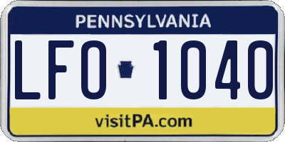 PA license plate LFO1040