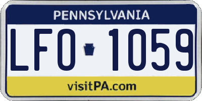 PA license plate LFO1059