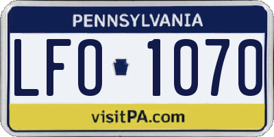 PA license plate LFO1070