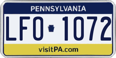 PA license plate LFO1072