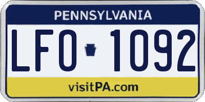 PA license plate LFO1092