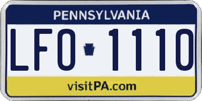 PA license plate LFO1110