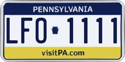 PA license plate LFO1111
