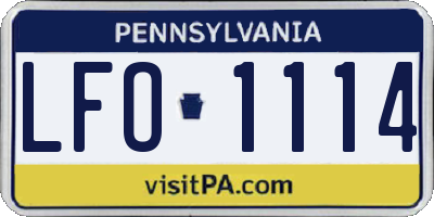 PA license plate LFO1114