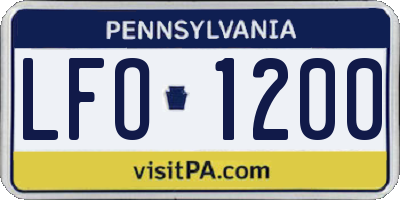 PA license plate LFO1200