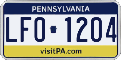 PA license plate LFO1204