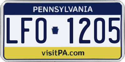 PA license plate LFO1205