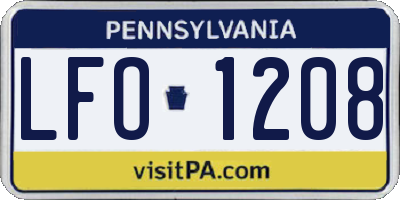 PA license plate LFO1208